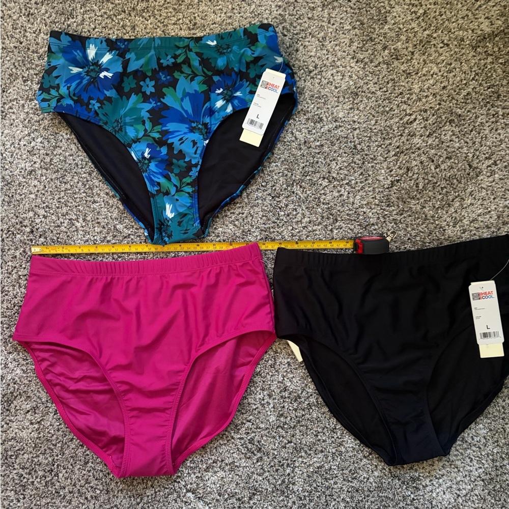 32 Degrees Women's Swim Briefs - Teal Floral, Magenta, Black (3-Pack)